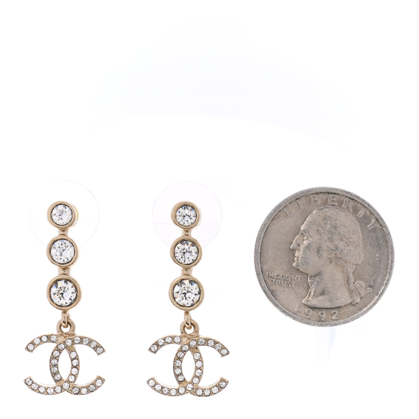 Crystal CC Drop Earrings Gold