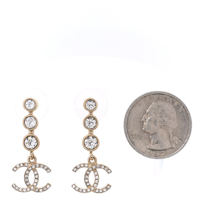 Chanel Crystal CC Drop Earrings Gold 2 of 4