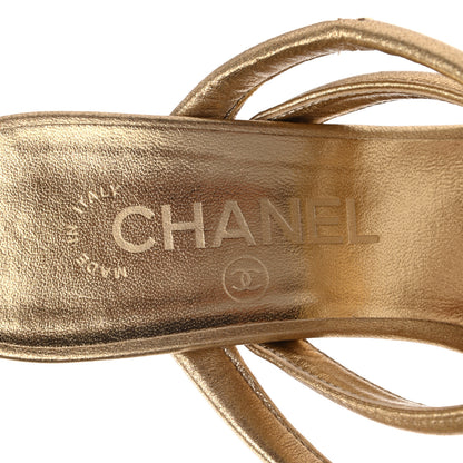 Chanel Laminated Lambskin Gladiator Sandals 37 Gold 7 of 15