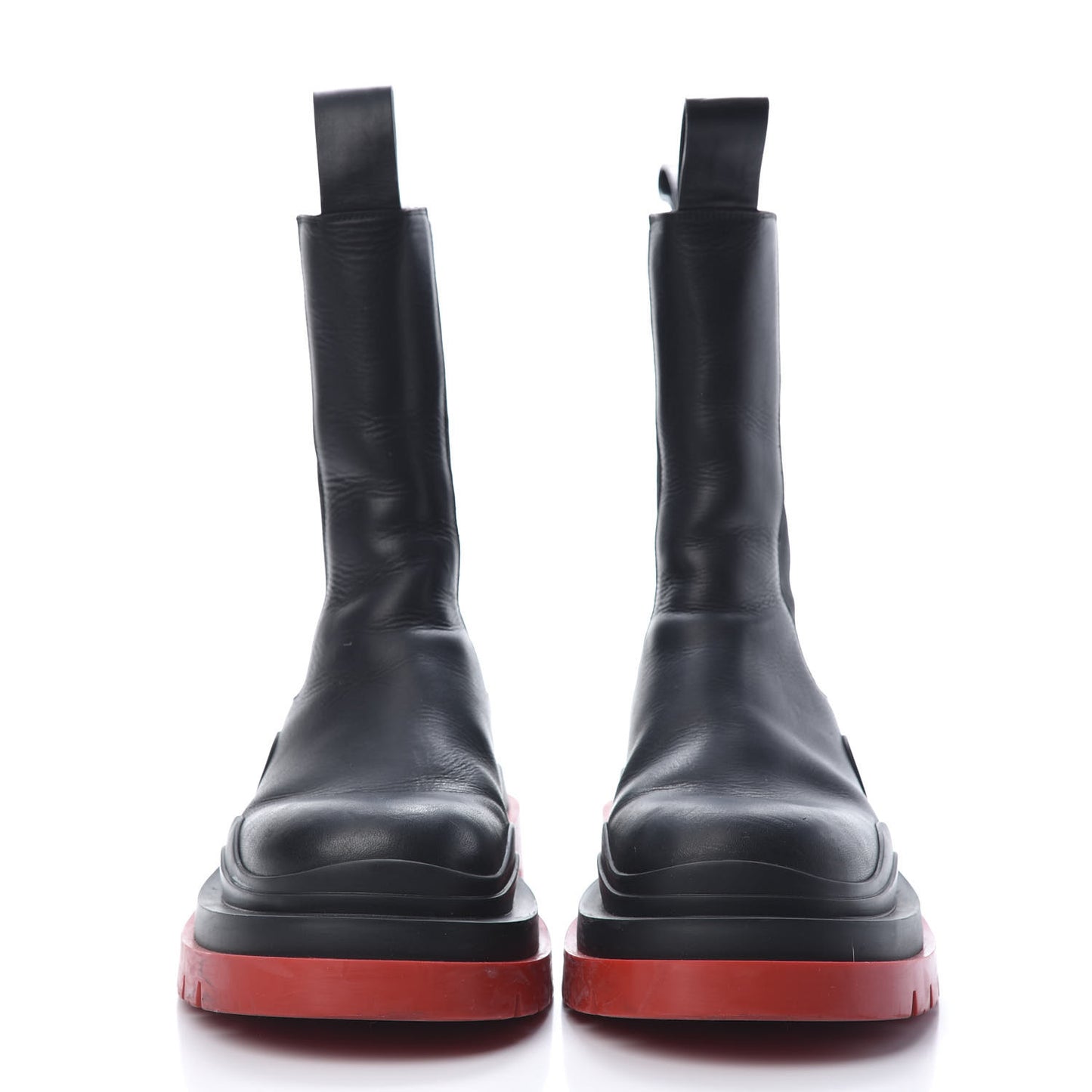 Calfskin The Tire Chelsea Boots 40 Black Bright Red