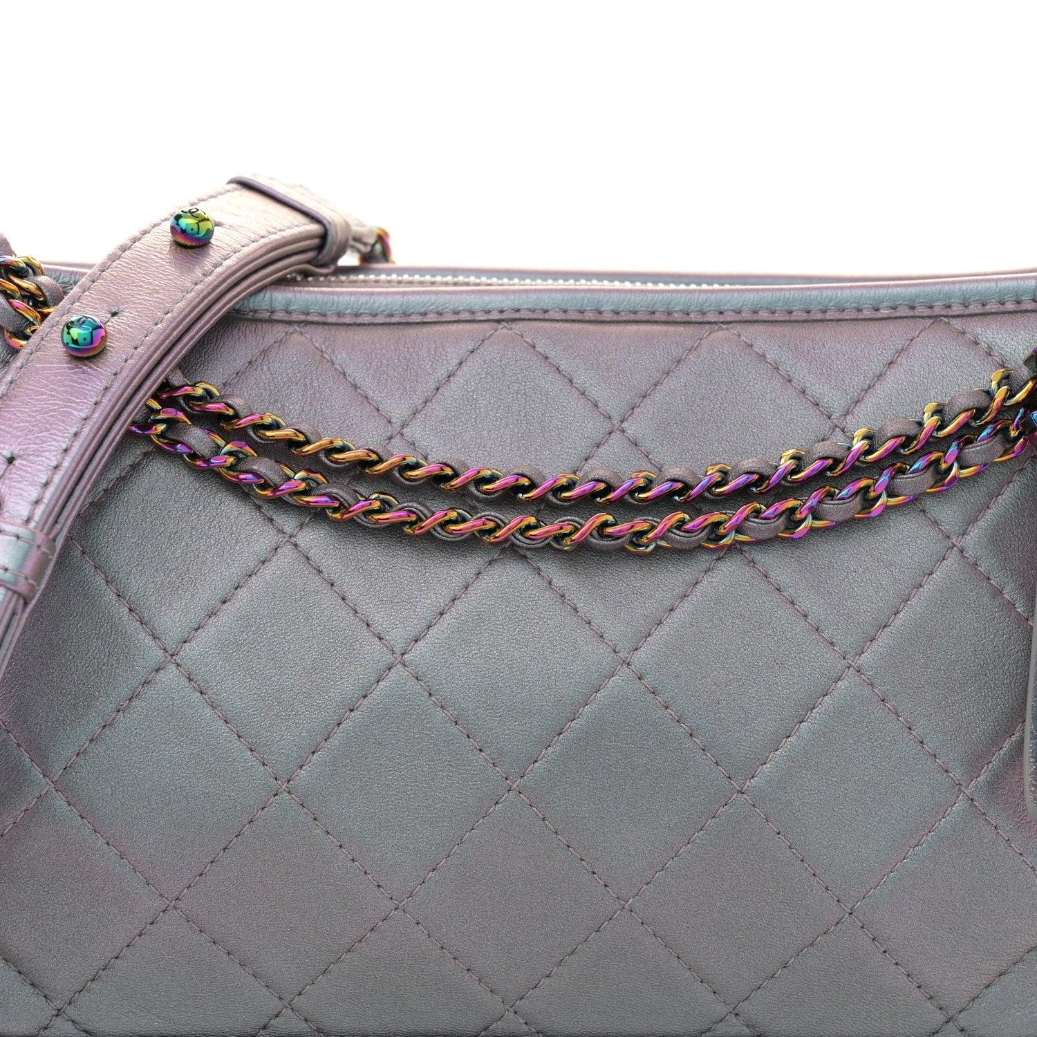 Chanel Iridescent Lambskin Calfskin Quilted Medium Gabrielle Hobo Light Purple 8 of 10
