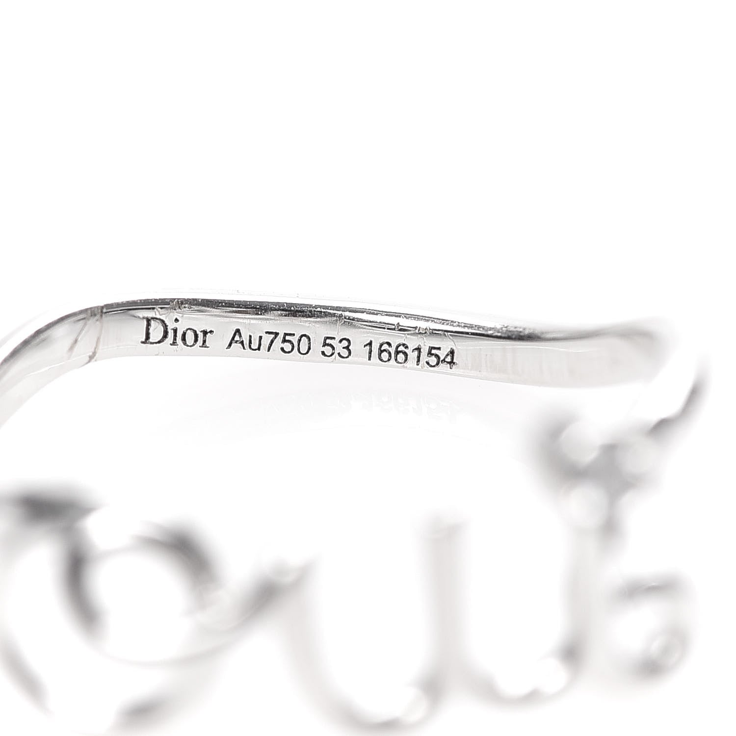Christian Dior 18K White Gold Diamond Oui Ring 53 6.5 5 of 5
