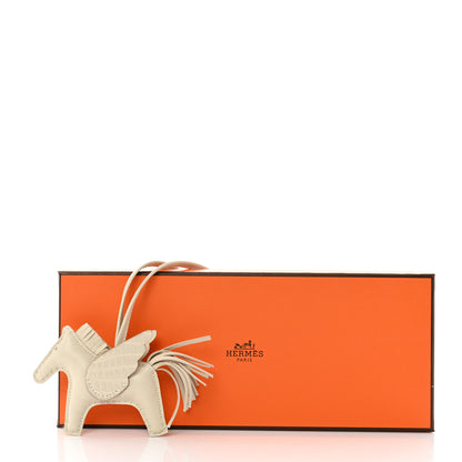 Hermes Milo Lambskin Matte Alligator Touch Grigri Rodeo Pegase Horse Bag Charm PM Craie Nata Beton 5 of 5