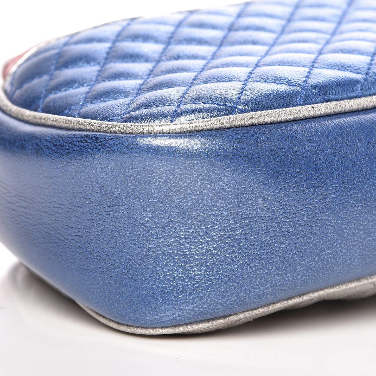 Laminated Nappa Trapuntata Mini Zumi Dome Shoulder Bag Rosso Marine Argento