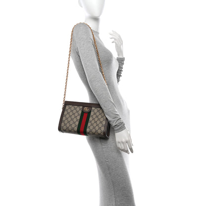 Gucci GG Supreme Monogram Web Small Ophidia Chain Shoulder Bag Brown 2 of 11