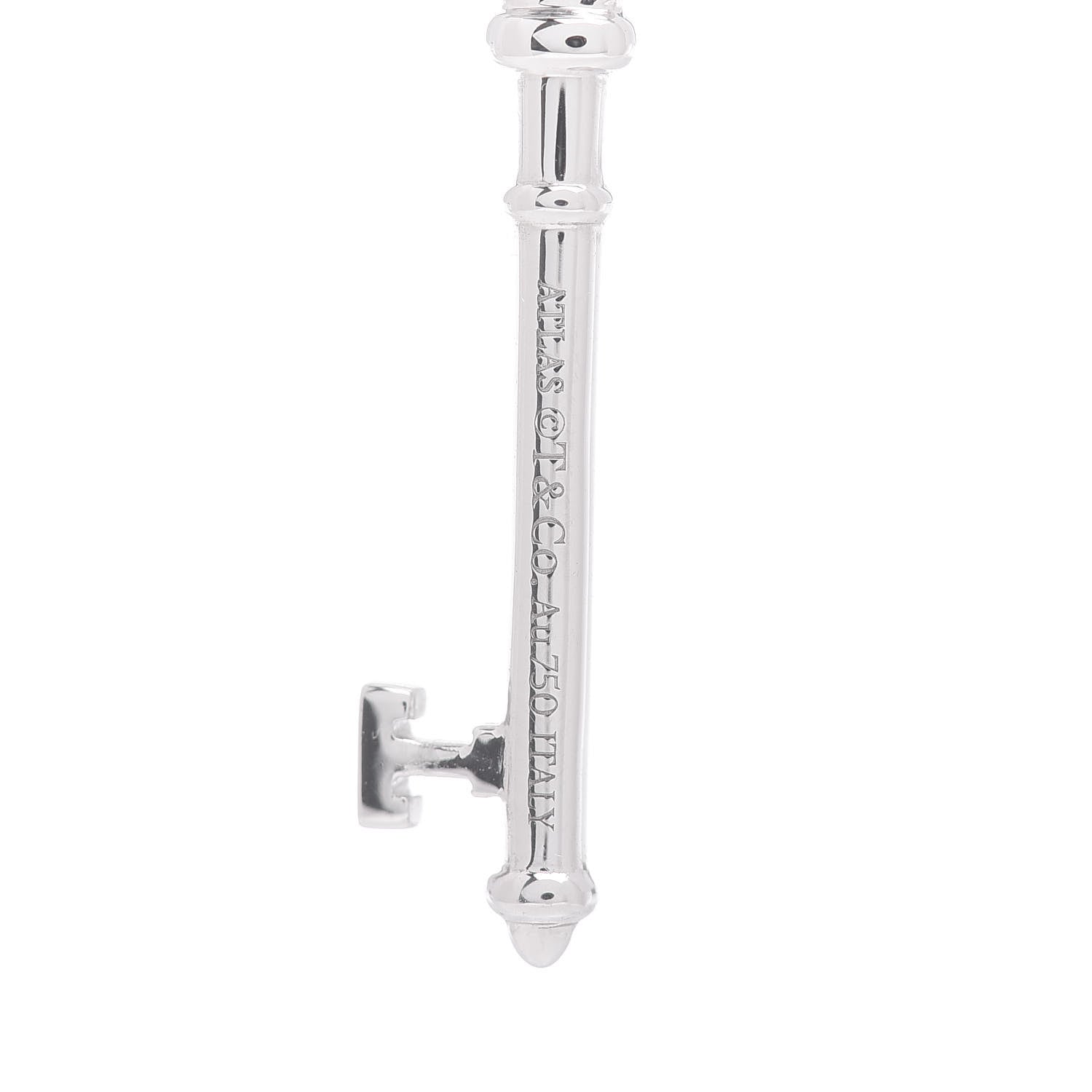 Tiffany 18K White Gold Diamond Atlas Key Pendant 3 of 3