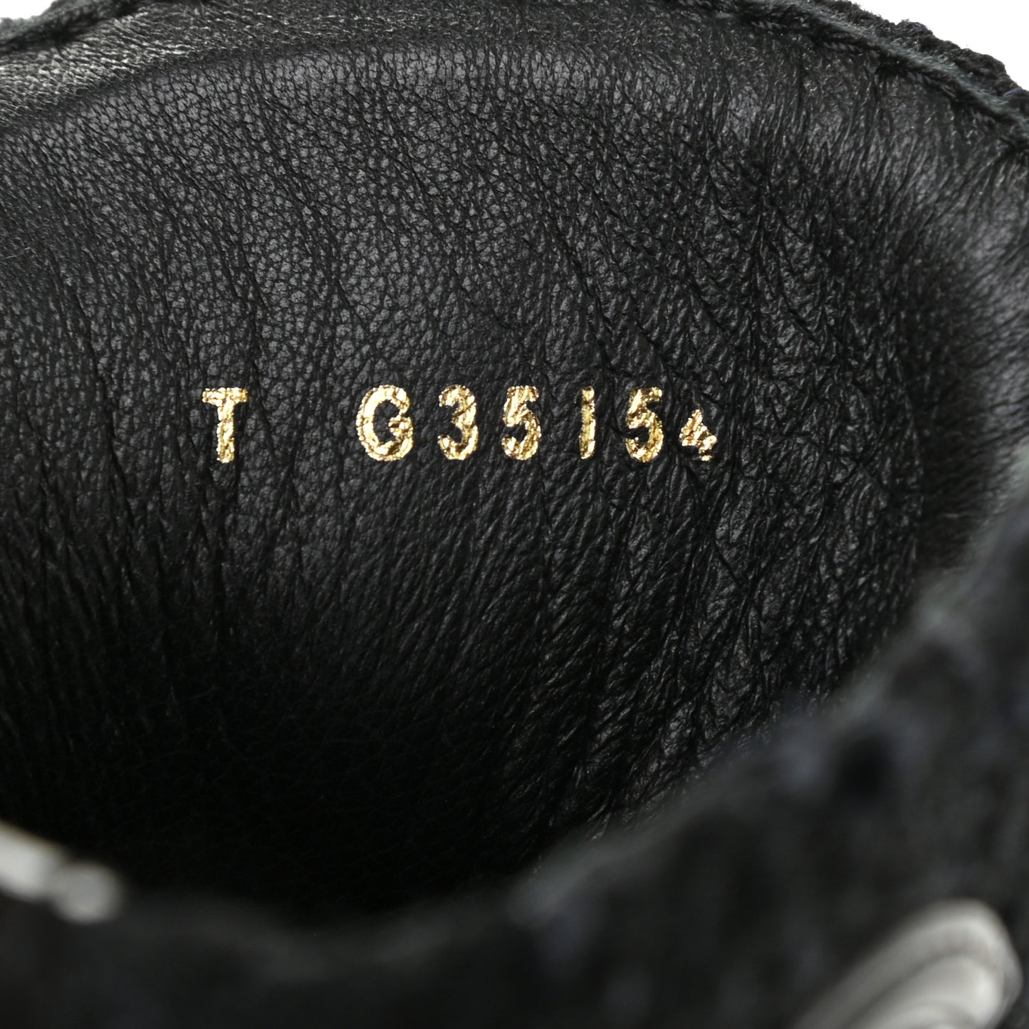 Tweed Patent Calfskin Pearl Combat Short Boots 36.5 Black Grey