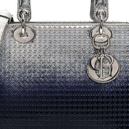Christian Dior Metallic Patent Micro-Cannage Gradient Medium Lady Dior Silver Blue 7 of 9
