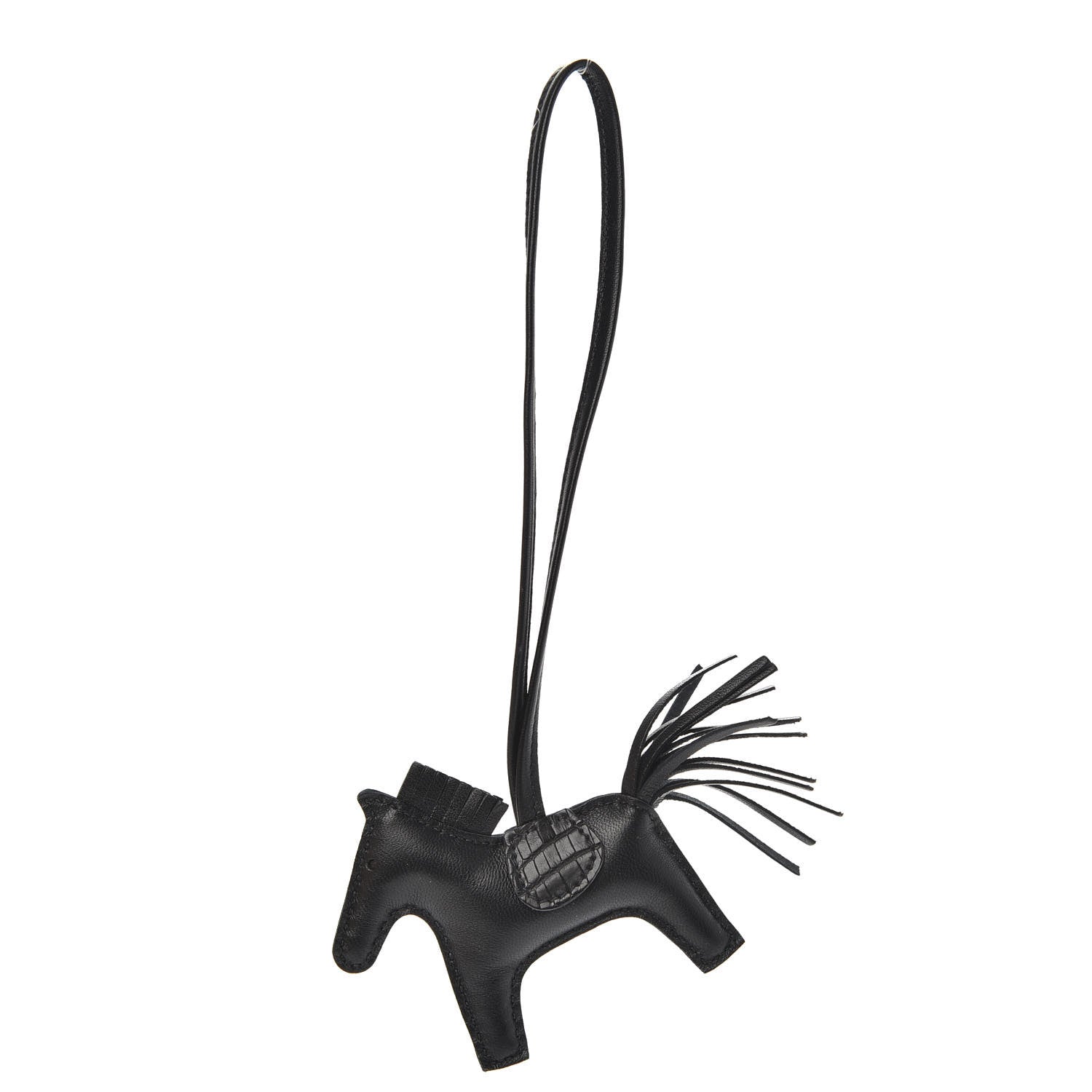 Hermes Milo Lambskin Matte Alligator Touch Grigri Rodeo Horse Bag Charm PM So Black 1 of 4