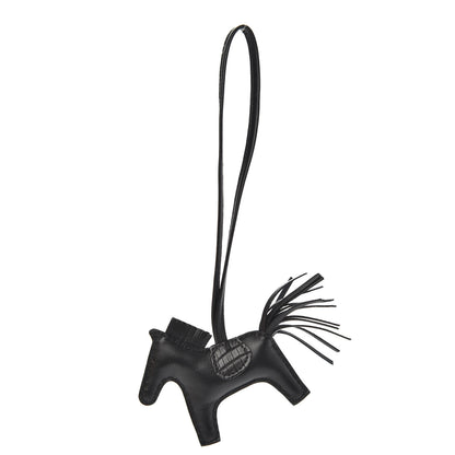 Hermes Milo Lambskin Matte Alligator Touch Grigri Rodeo Horse Bag Charm PM So Black 1 of 4