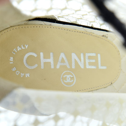 Chanel Lace Mesh Booties 38 Ivory Black 7 of 12