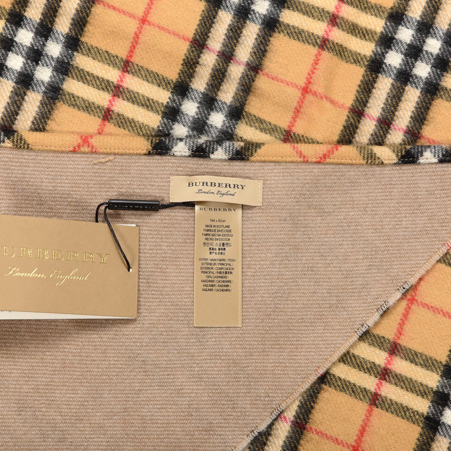 Burberry Cashmere House Check Fringe Cape Scarf Archive Beige 2 of 3