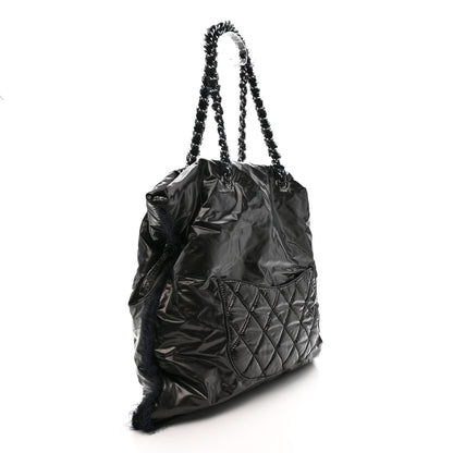 Chanel Vinyl Mohair Trimmed CC Bonbons Tote Black 3 of 10