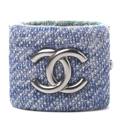 Chanel Knit CC Cuff Blue Green 1 of 5