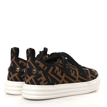 Fendi Fabric FF Micro-Perforated Rise Low Top Sneakers 37.5 Tobacco Black 4 of 7