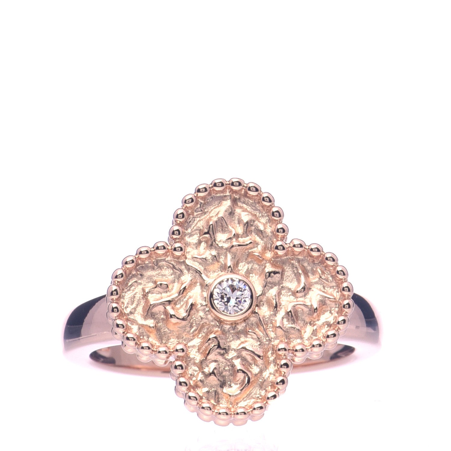 Van Cleef & Arpels 18K Rose Gold Diamond Vintage Alhambra Ring 50 5.25 1 of 5