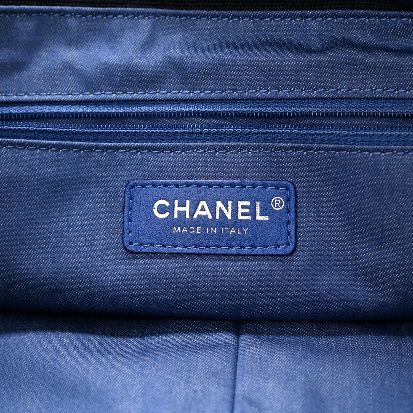 Canvas Quilted La Pausa Large Shopping Tote Navy