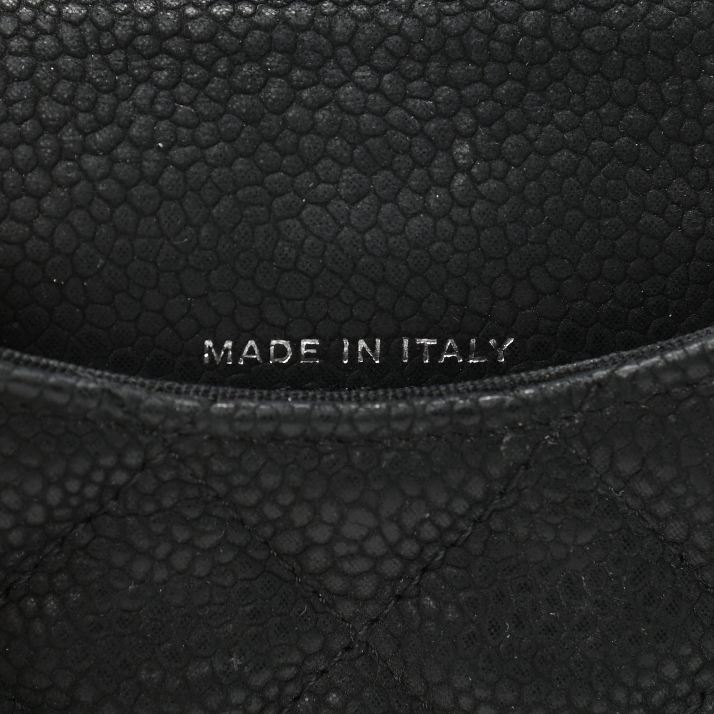 Iridescent Caviar Quilted Coin Purse Black