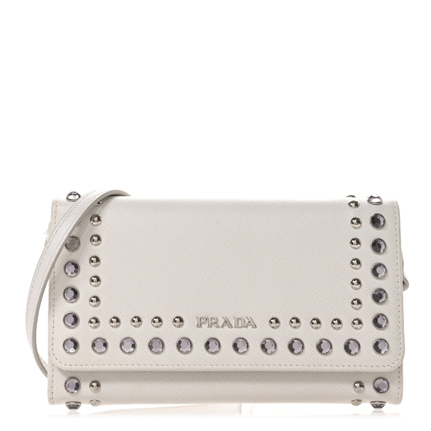 Saffiano Crystal Studded Wallet On Strap Talco
