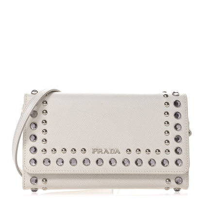 Prada Saffiano Crystal Studded Wallet On Strap Talco 1 of 12