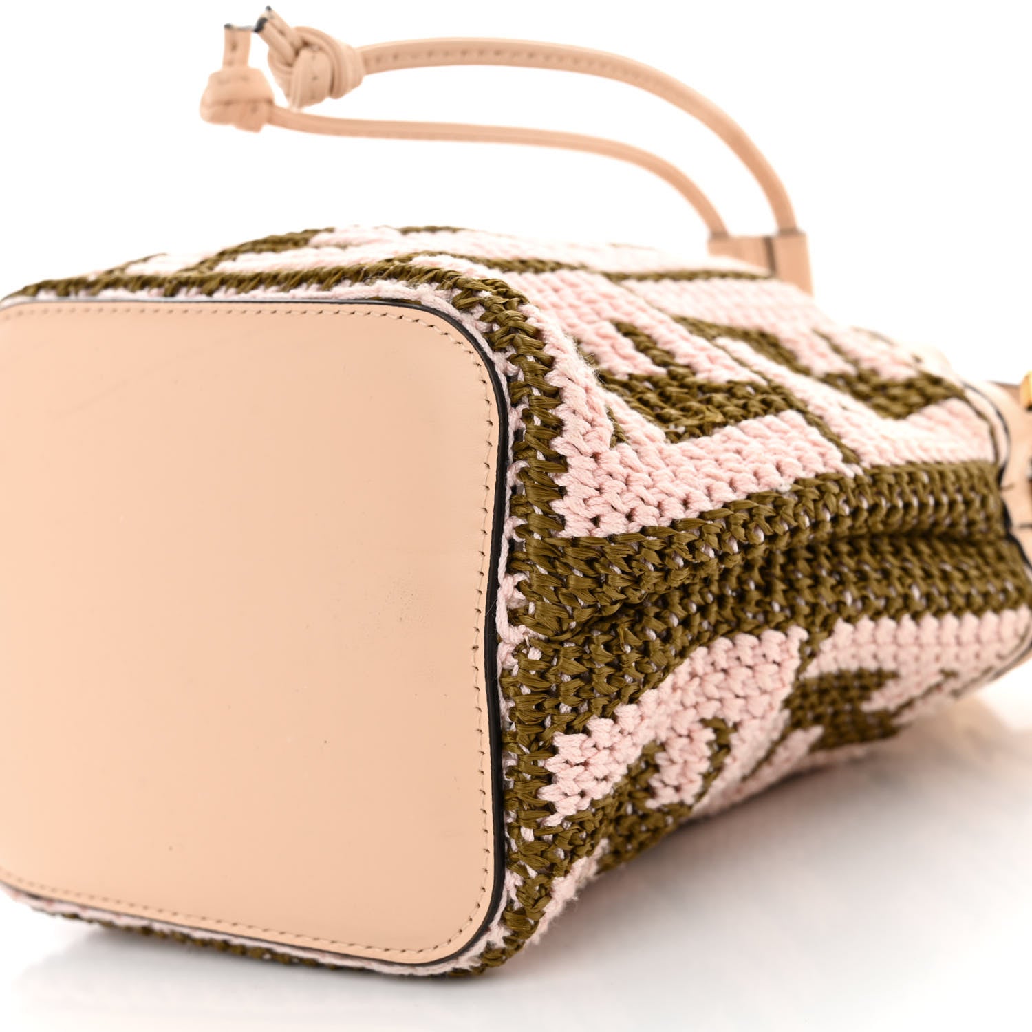 Fendi Raffia Vitello King F is Fendi FF Crochet Mini Mon Tresor Bucket Bag Natural Light Rose 10 of 13