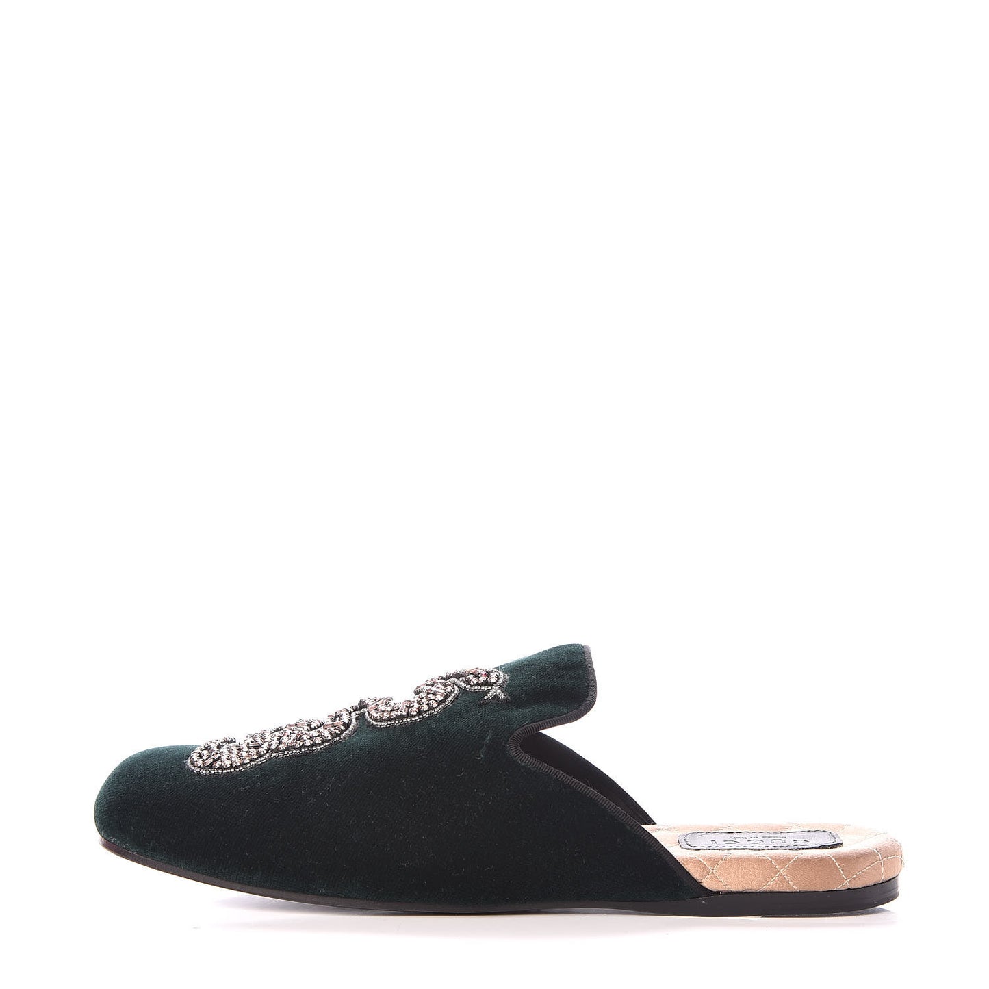 Velvet Crystal Embellished Womens Lawrence Slippers 38 Verde