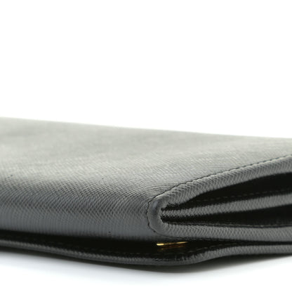 Prada Saffiano Metal Oro Chain Wallet Black 6 of 10
