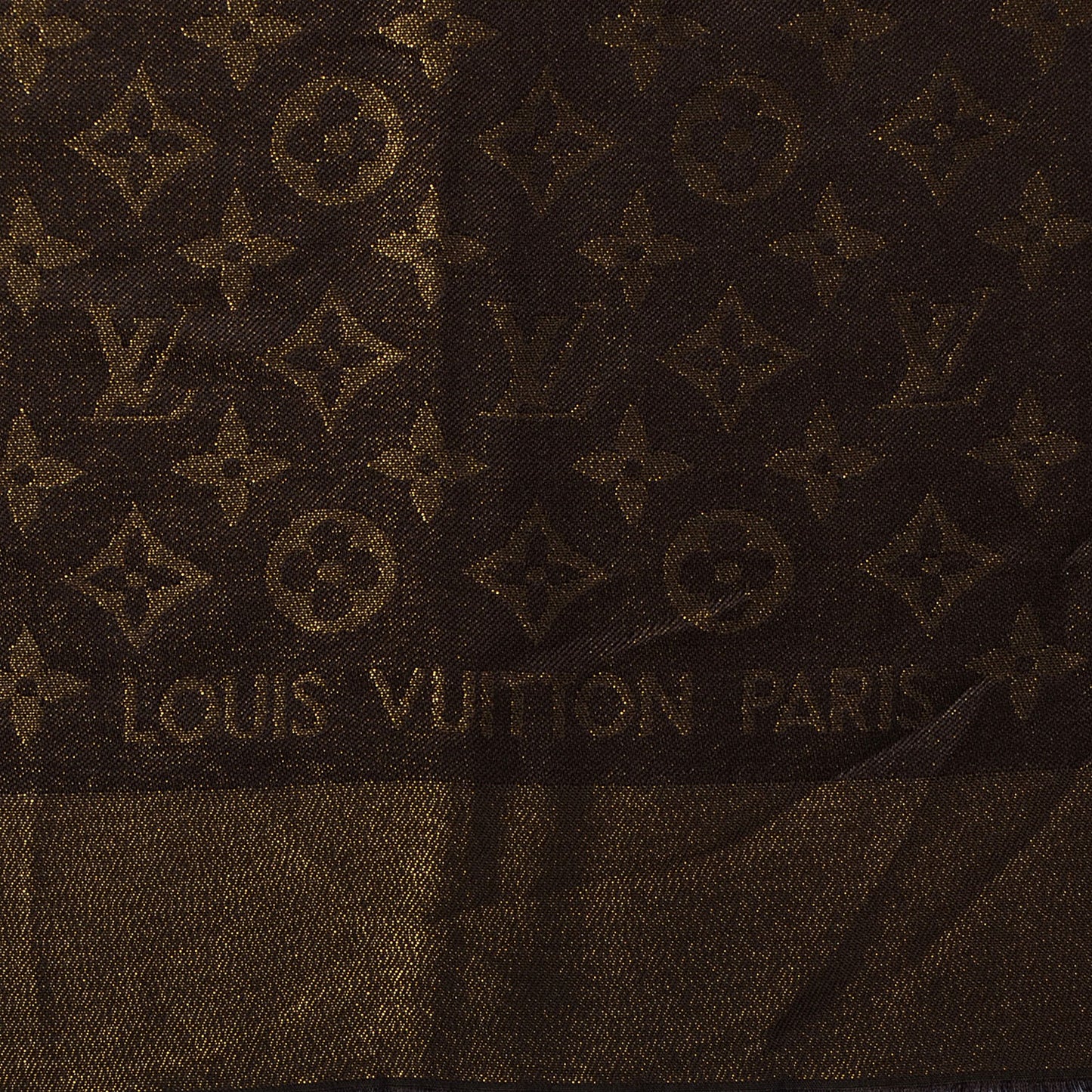 Silk Lurex Wool Monogram Shine Shawl Brown