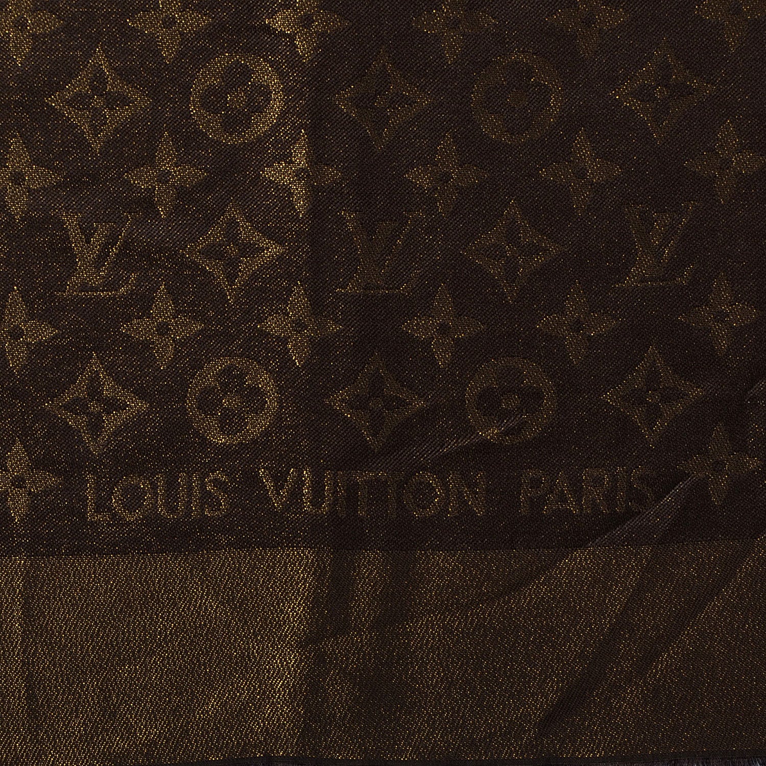 Louis Vuitton Silk Lurex Wool Monogram Shine Shawl Brown 4 of 5