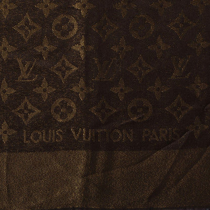 Louis Vuitton Silk Lurex Wool Monogram Shine Shawl Brown 4 of 5