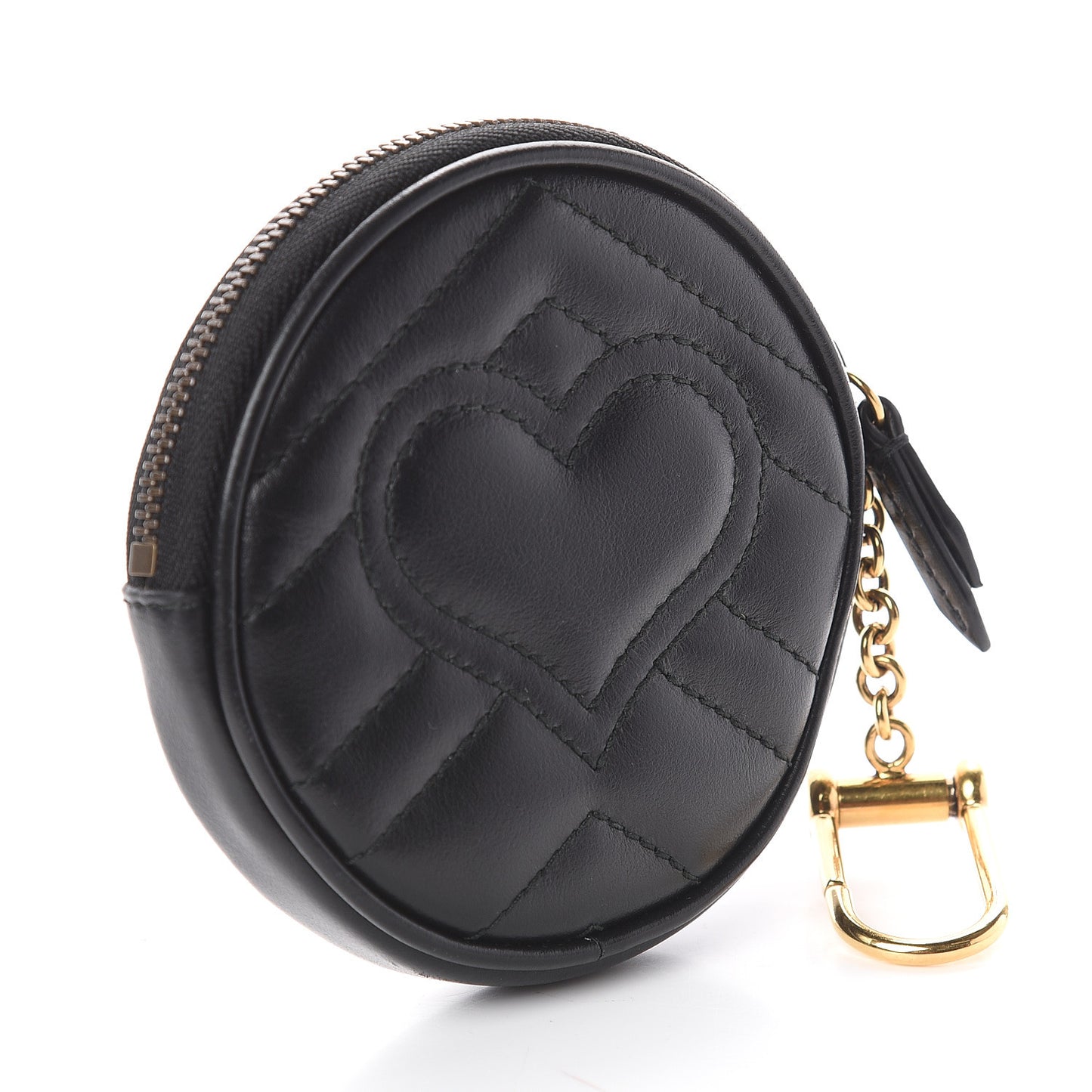 Calfskin Matelasse GG Marmont Round Coin Purse Black