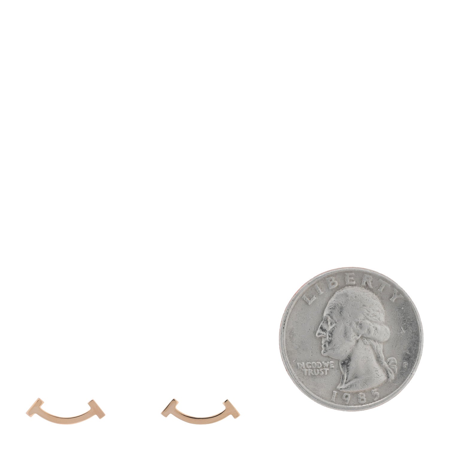 Tiffany 18K Rose Gold T Smile Stud Earrings 2 of 5