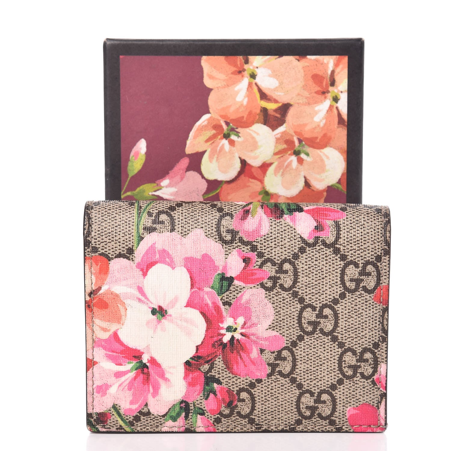 Gucci GG Supreme Monogram Blooms Card Case Beige Multicolor Dry Rose 12 of 12