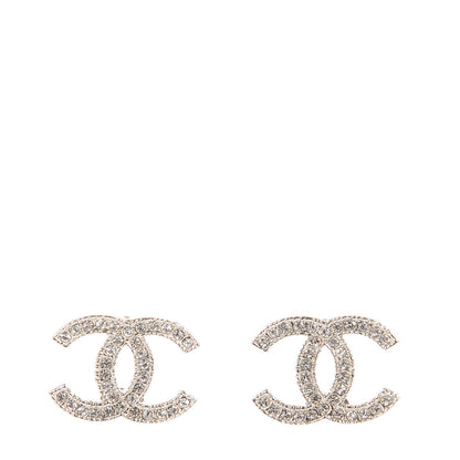 Chanel Crystal CC Earrings Silver 1 of 4