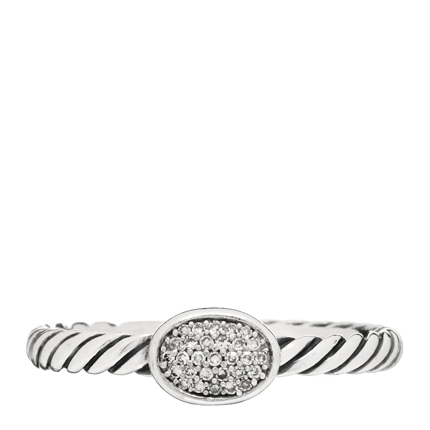 Sterling Silver Diamond Pave Cable Classics Oval Ring 56 7.75