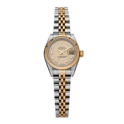 Rolex Stainless Steel 18K Yellow Gold Diamond 26mm Oyster Perpetual Datejust Watch Champagne 69173 1 of 4