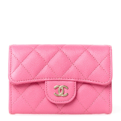 Chanel Caviar Quilted Flap Card Holder Pink 1 of 12