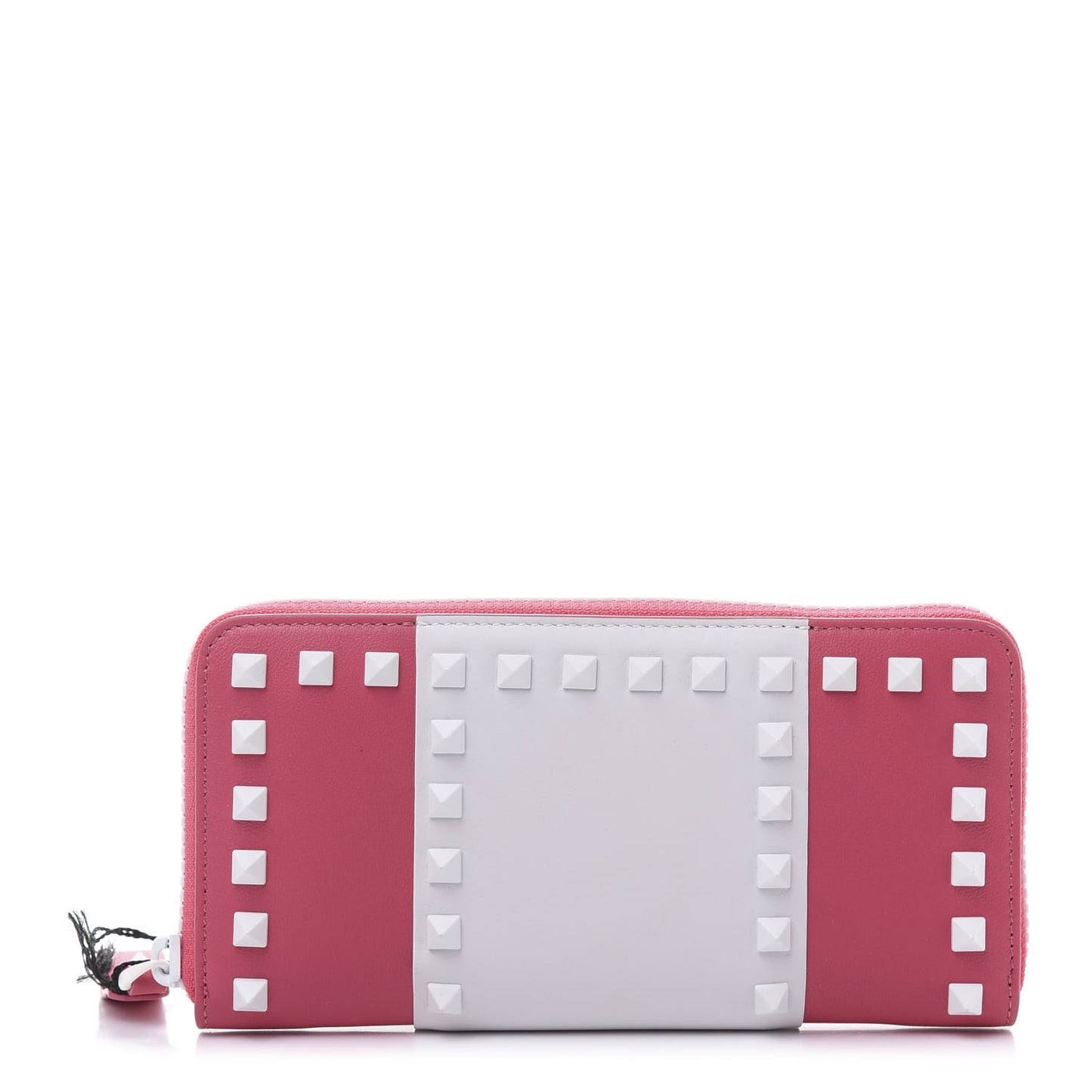Vitello Colorblock Free Rockstud Zip Around Wallet Shadow Pink White