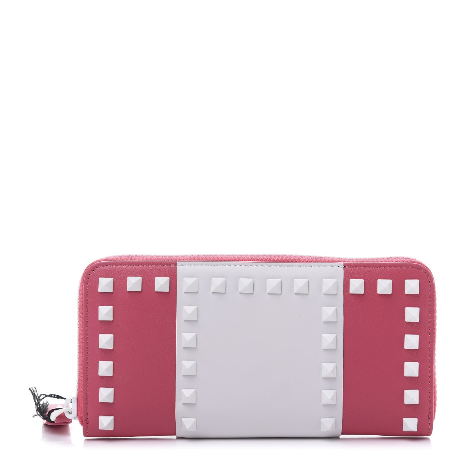 Valentino Garavani Vitello Colorblock Free Rockstud Zip Around Wallet Shadow Pink White 1 of 13