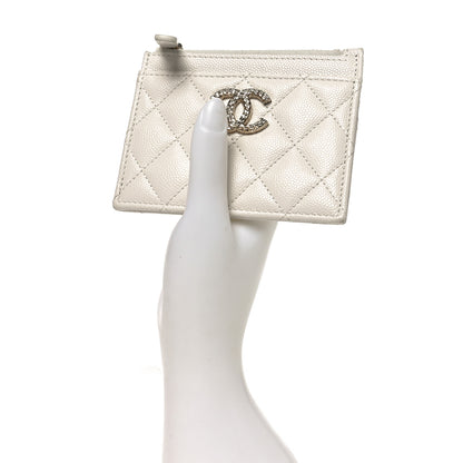 Chanel Caviar Quilted CC Zip Card Holder White 2 of 7