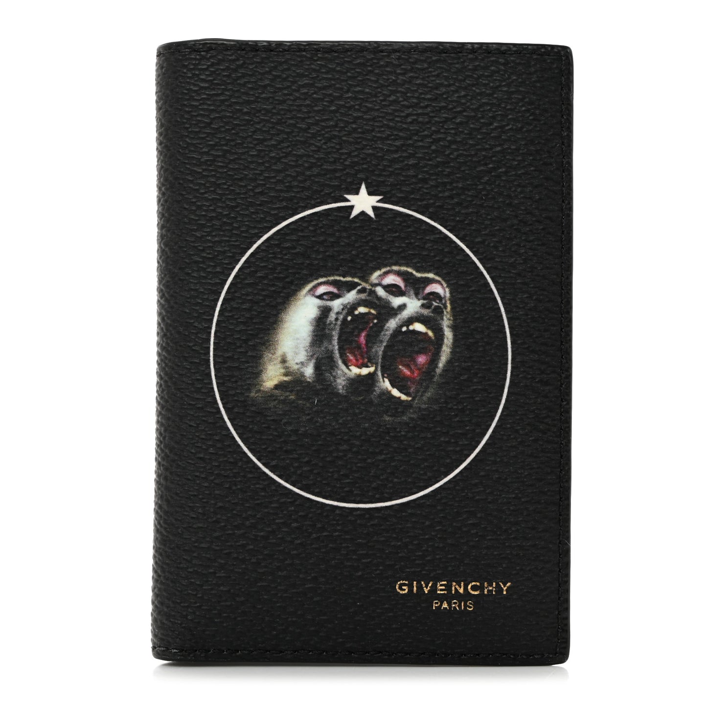 Textured Coated Canvas Monkey Brother Print Folding Card Holder Black