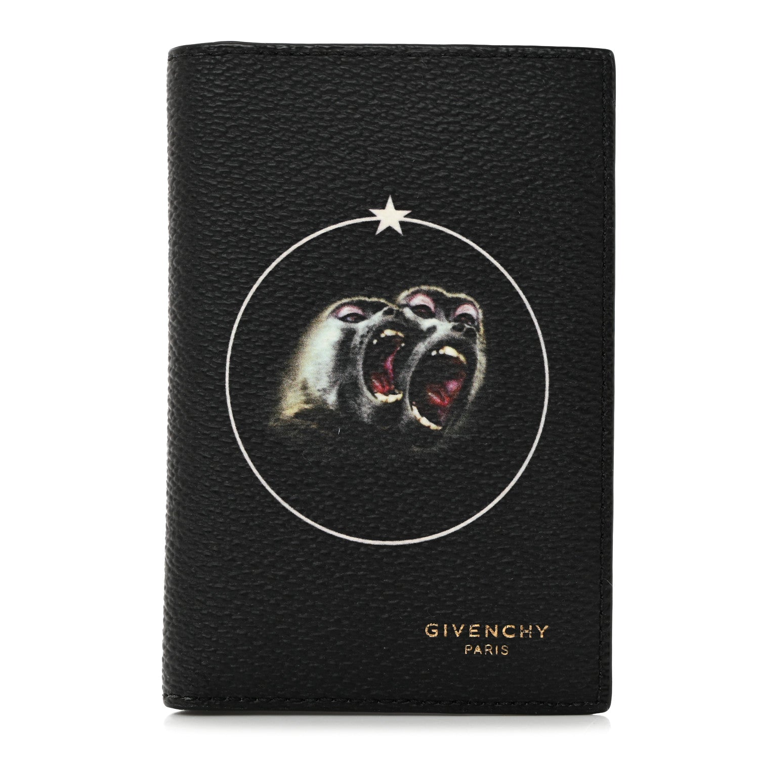 Givenchy Textured Coated Canvas Monkey Brother Print Folding Card Holder Black 1 of 9