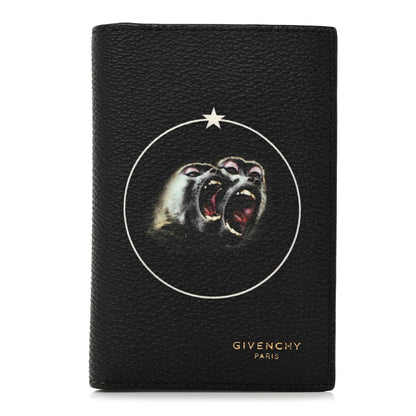 Givenchy Textured Coated Canvas Monkey Brother Print Folding Card Holder Black 1 of 9