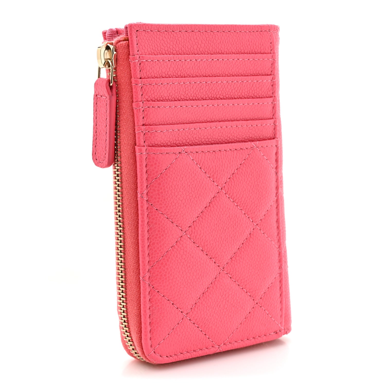 Chanel Caviar Quilted CC Zip Around Card Holder Pink 4 of 9