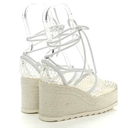 Bottega Veneta Mesh Lambskin Sporty Web Stretch Ankle Tie Espadrilles 37 Optic White 4 of 7