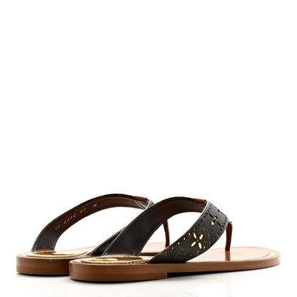 Louis Vuitton Monogram Sunny Flat Thong Sandals 37 Brown 4 of 8