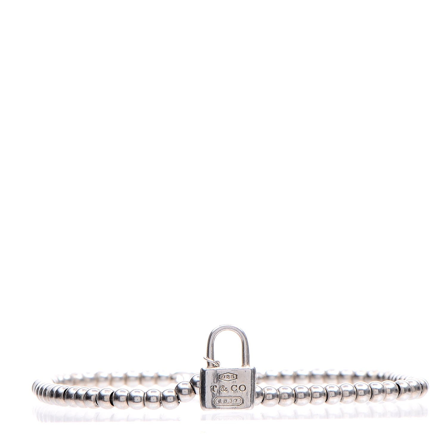 Tiffany Sterling Silver 1837 Lock Charm Bead Bracelet 1 of 5