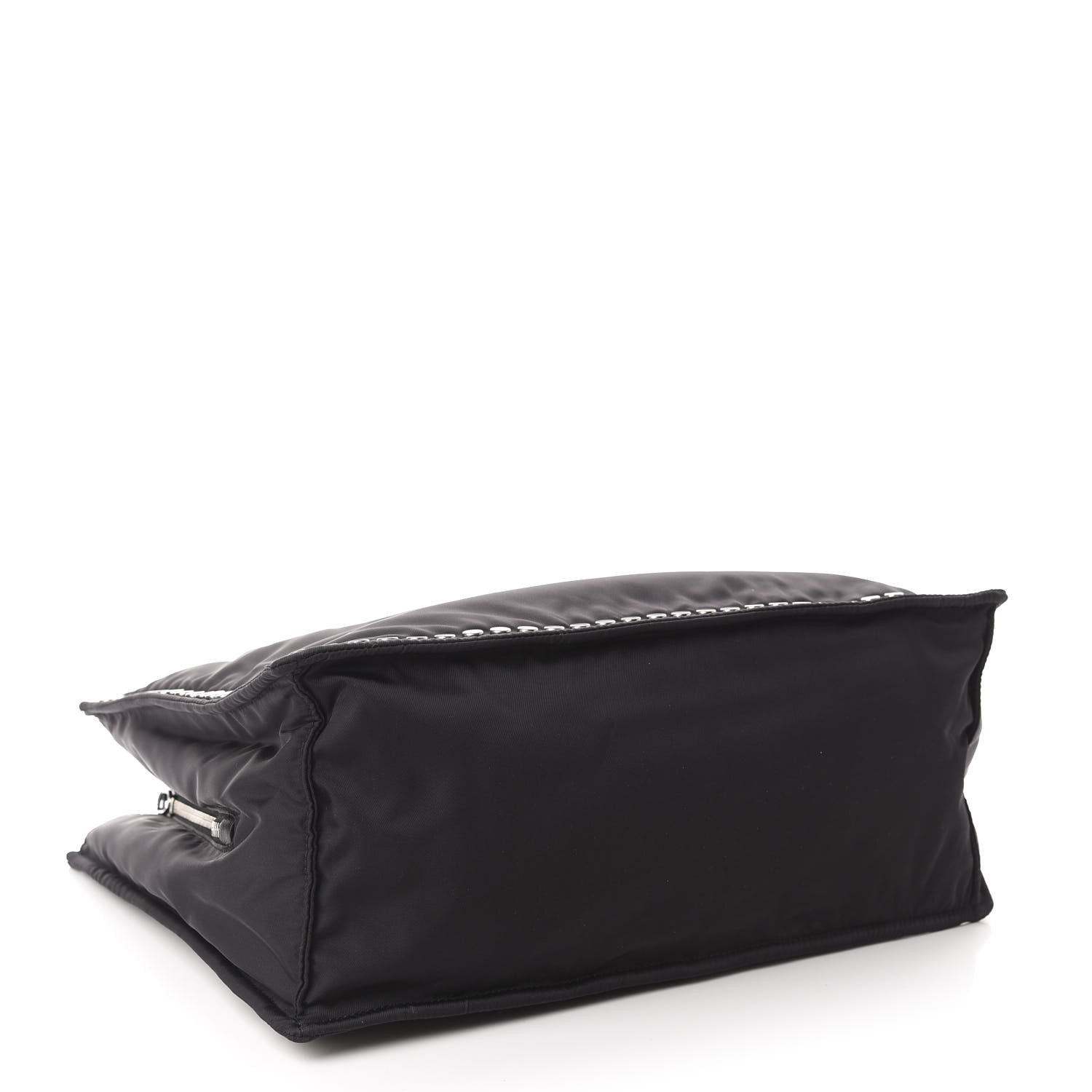 Prada Tessuto Nylon Etiquette Studded Tote Black Astrale 4 of 10
