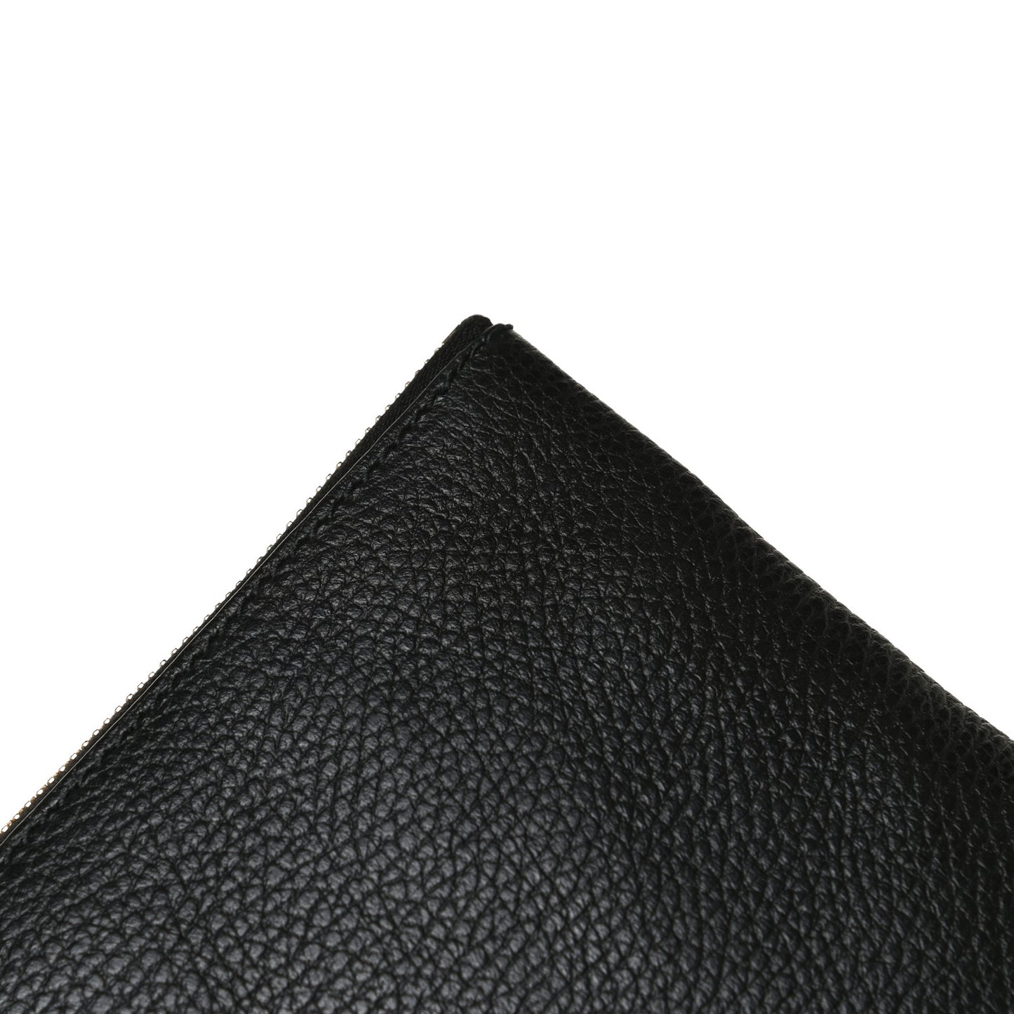 Pebbled Calfskin Large Bamboo Clutch Black