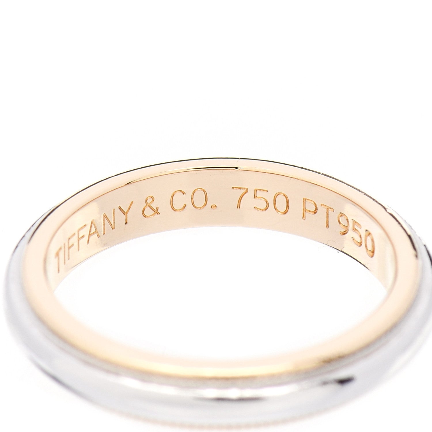 Tiffany Platinum 18K Yellow Gold 3.5mm Milgrain Wedding Band Ring 49 5 4 of 5